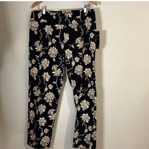 Zac & Rachel Black, Brown and Cream Floral Straight Leg Pants